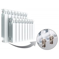 Радиатор биметаллический Rifar Monolit Ventil MVL 350 нижнее подключение, 12 секций, 50мм, 1608 Вт