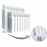 Радиатор биметаллический Rifar Monolit Ventil MVR 500 нижнее подключение, 10 секций, 50мм, 1960 Вт