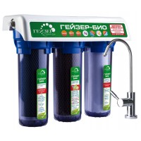 ГЕЙЗЕР БИО 312 Фильтр для мягкой воды, с краном для питьевой воды, трехступен-й, прозрачный, 66025