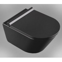 Унитаз Cerama Lux подвесной безободковый черный сиденье микролифт TR2196-18