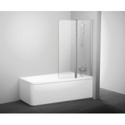 Шторка на ванну RAVAK двухэлементная серия 10° 10CVS2-100 R блестящая+транспарент