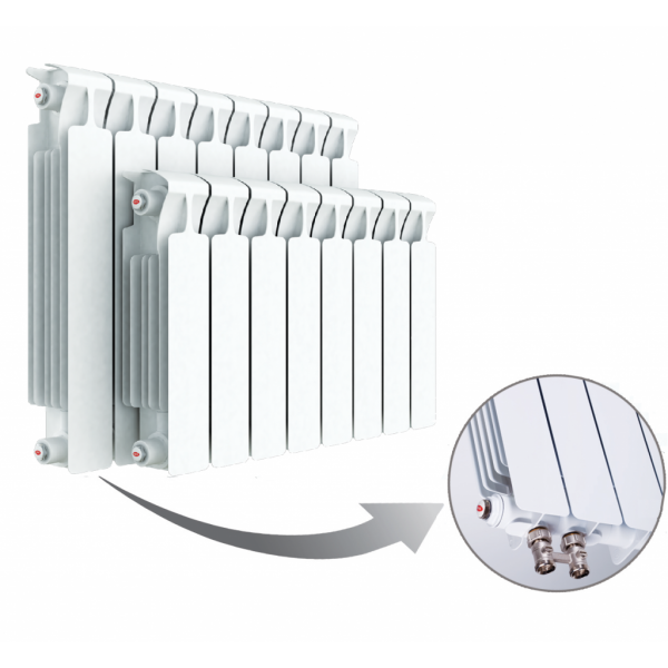 Радиатор биметаллический Rifar Monolit Ventil MVR 350 нижнее подключение, 14 секций, 50мм, 1876 Вт