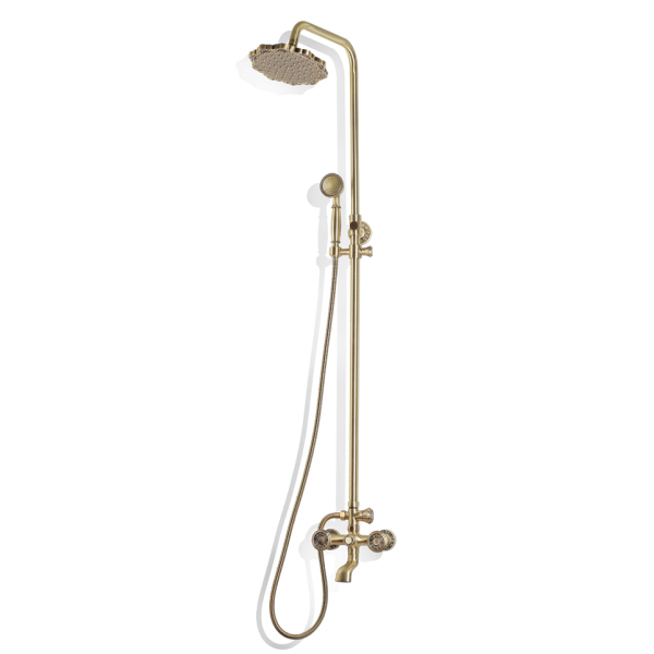 Смеситель для ванны Bronze de Luxe излив 10см верхний душ круг бронза